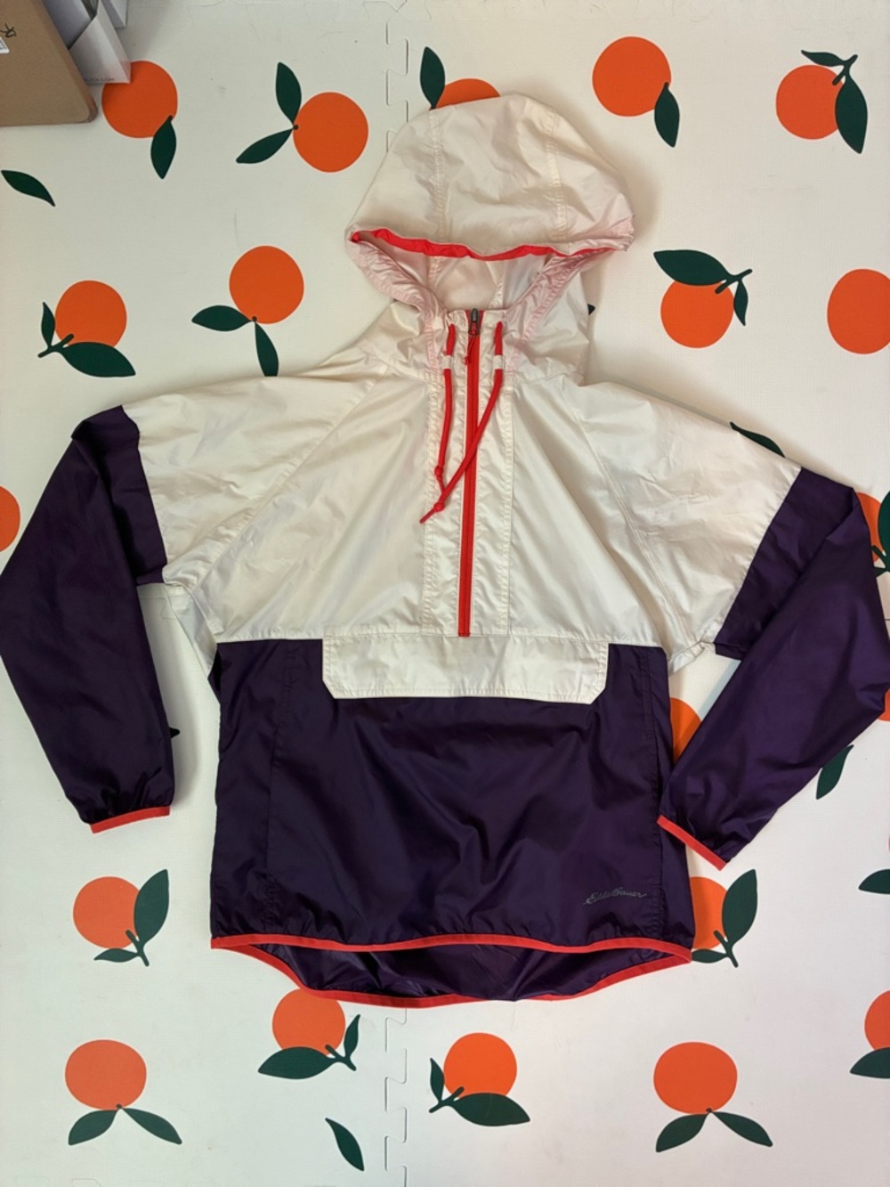 Eddie Bauer White and Purple Anorak Windbreaker